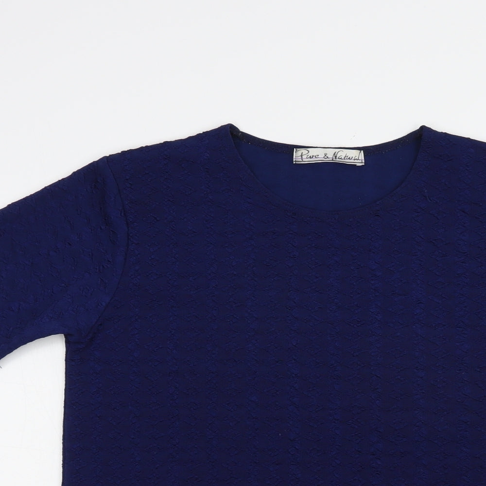 Womens UK Size M Pure & Natural Blue Basic Blouse