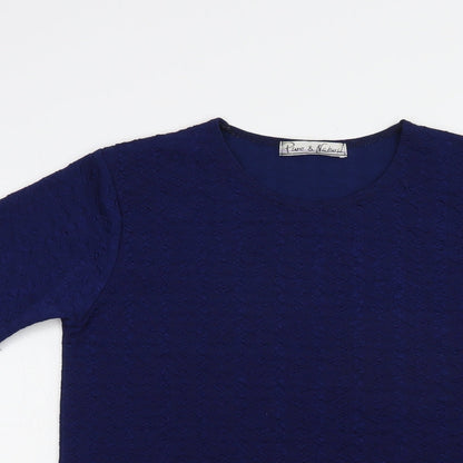 Womens UK Size M Pure & Natural Blue Basic Blouse