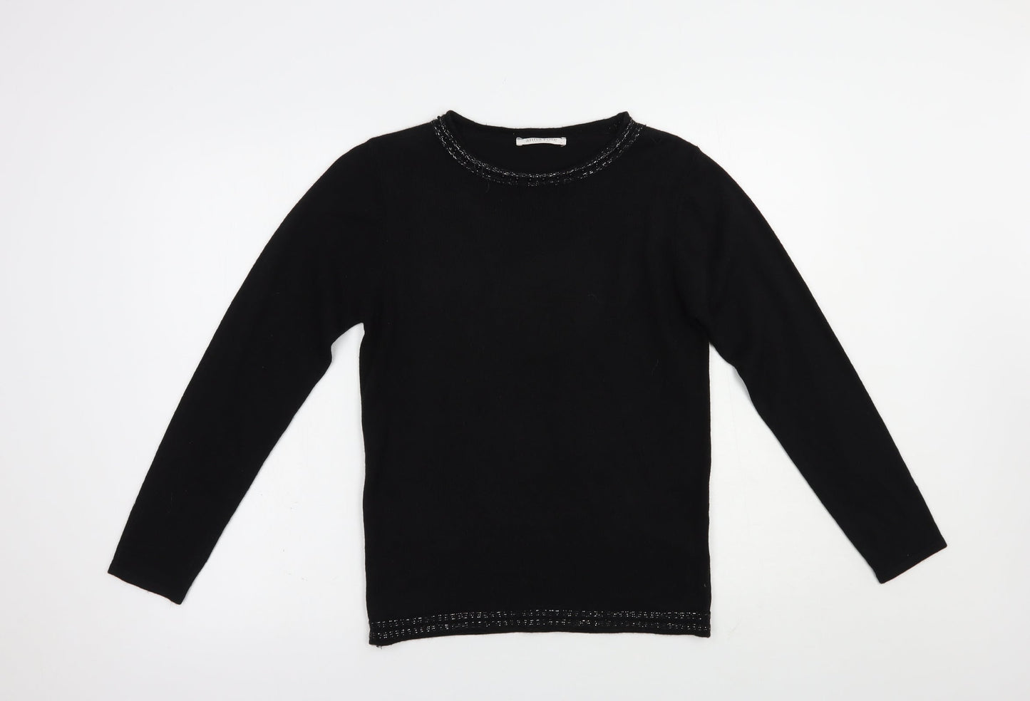 Anna Rose Womens Black Boat Neck  Acrylic Pullover Jumper Size S