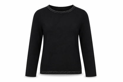 Anna Rose Womens Black Boat Neck  Acrylic Pullover Jumper Size S