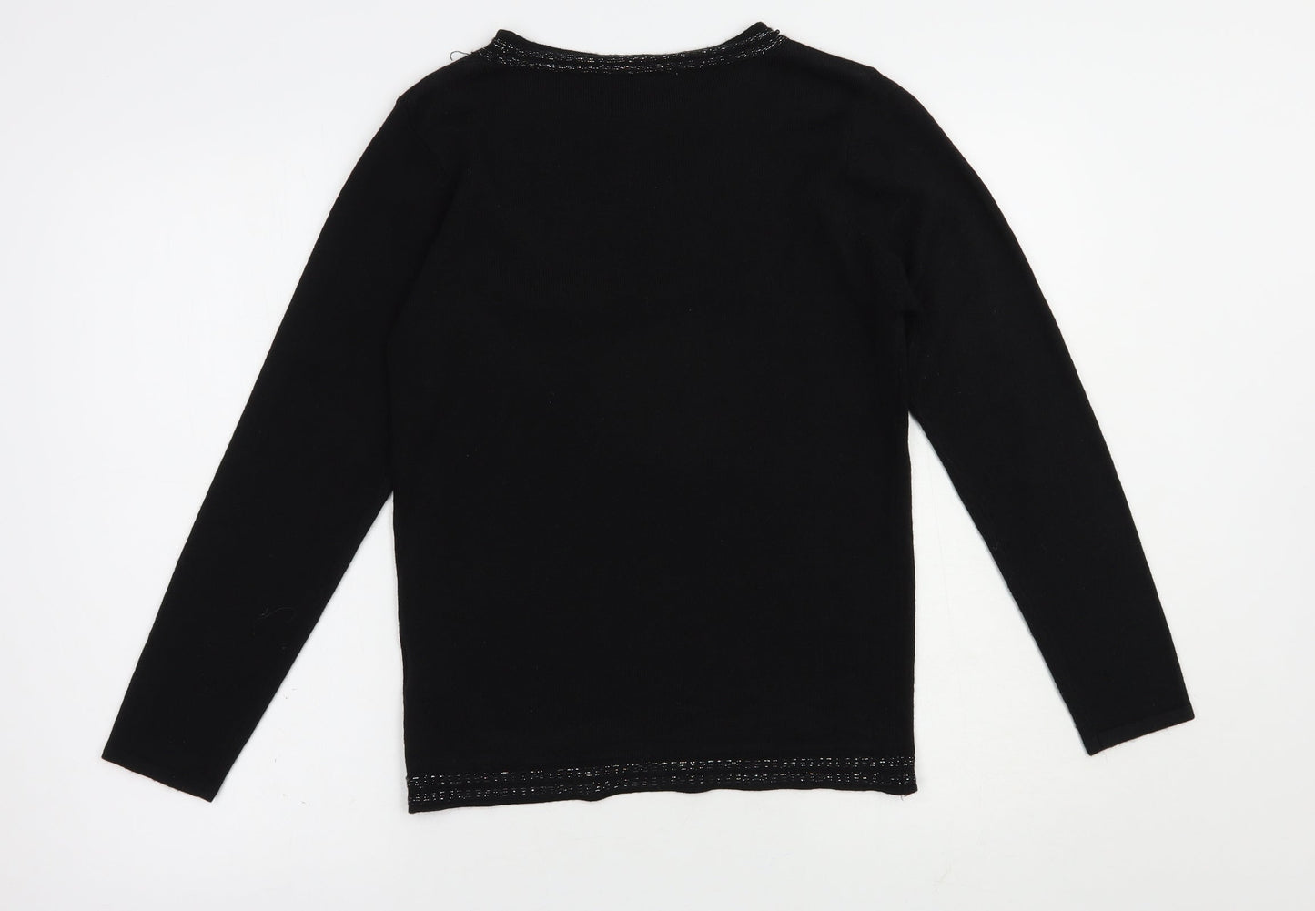 Anna Rose Womens Black Boat Neck  Acrylic Pullover Jumper Size S