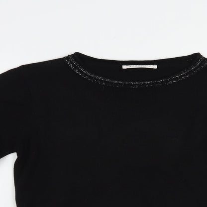 Anna Rose Womens Black Boat Neck  Acrylic Pullover Jumper Size S