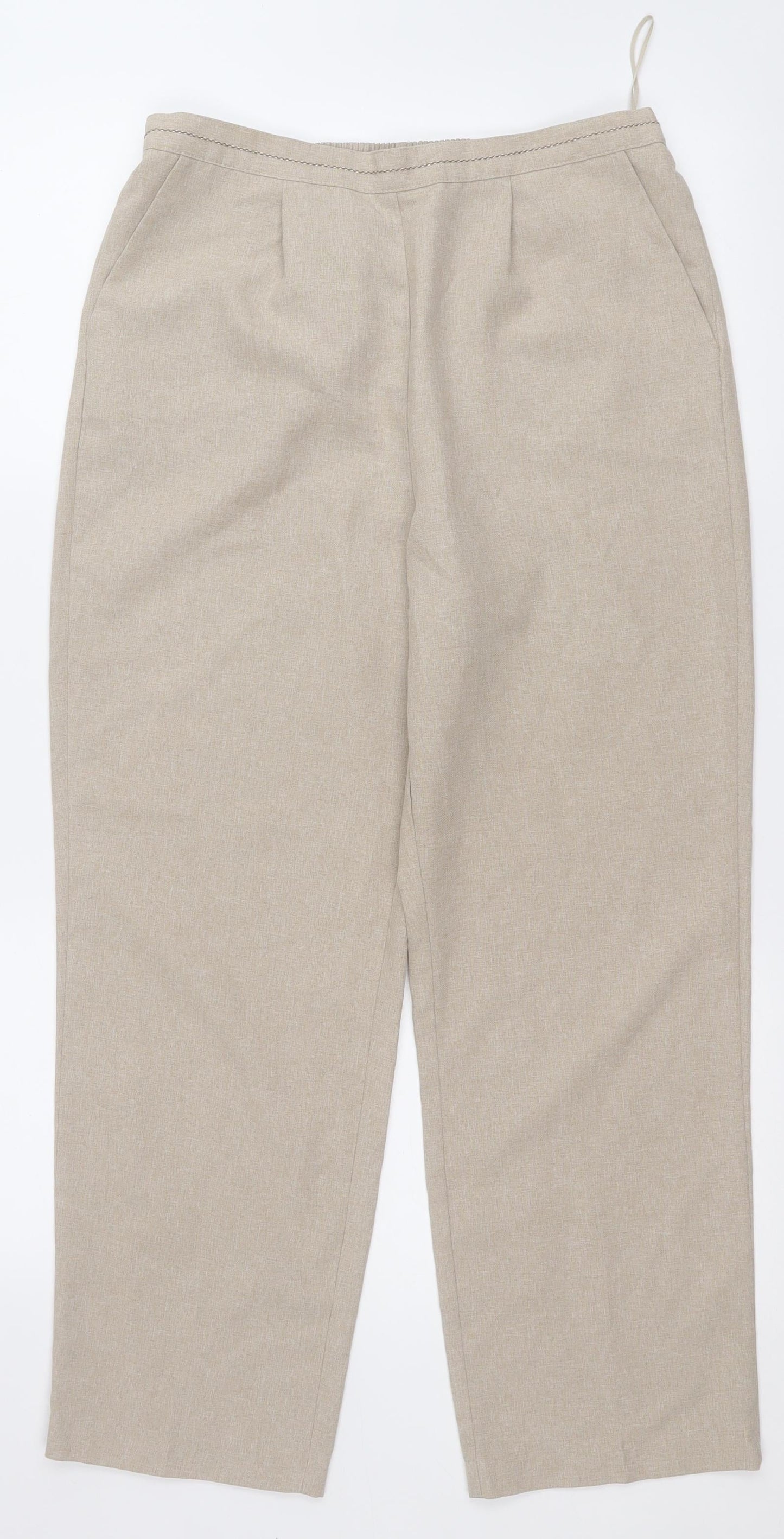 BM Womens Beige  Polyester Capri Trousers Size 12 L26 in Regular