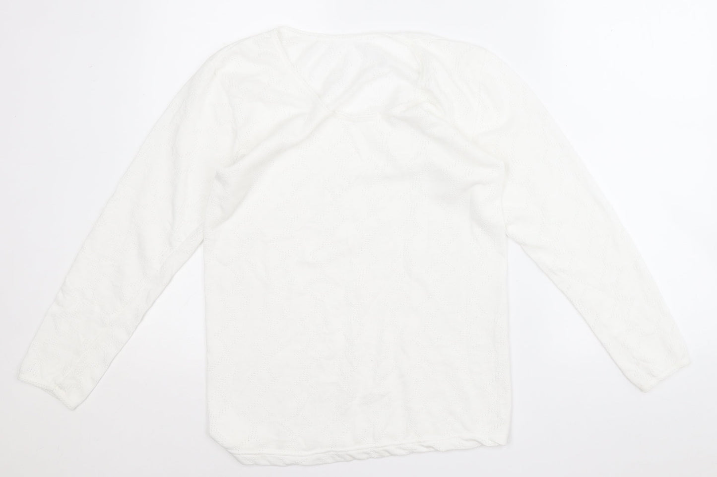 Womens UK Size M Preworn White Pullover Jumper