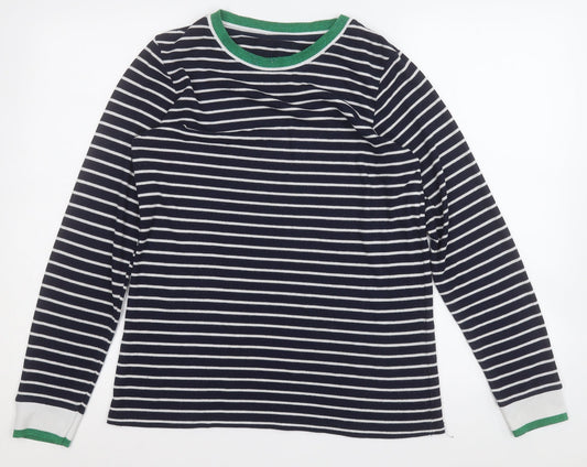 George Womens Blue Round Neck Striped Polyester Pullover Jumper Size 12