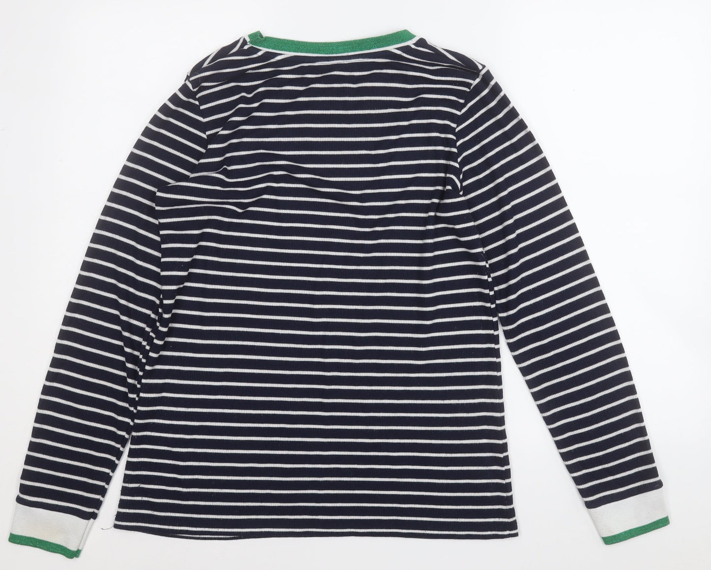 George Womens Blue Round Neck Striped Polyester Pullover Jumper Size 12