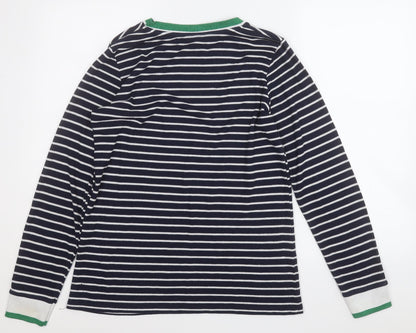 George Womens Blue Round Neck Striped Polyester Pullover Jumper Size 12