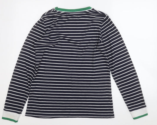 George Womens Blue Round Neck Striped Polyester Pullover Jumper Size 12
