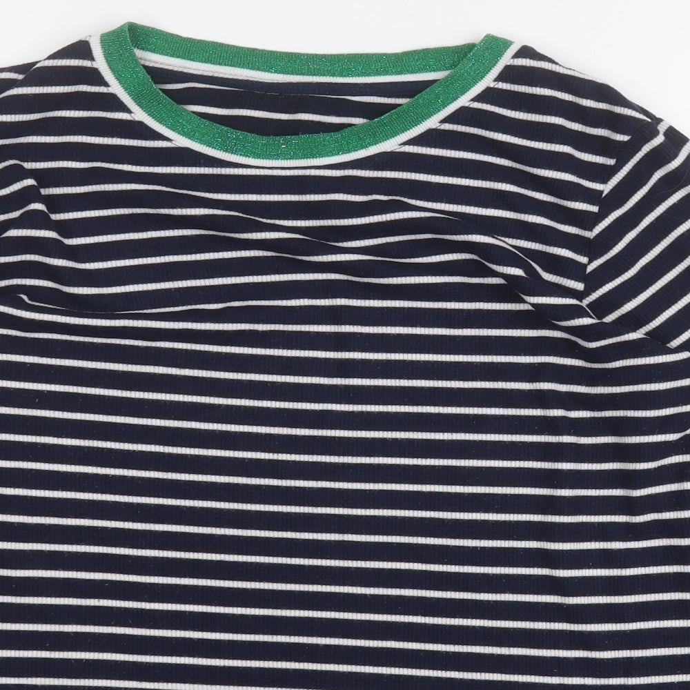 George Womens Blue Round Neck Striped Polyester Pullover Jumper Size 12