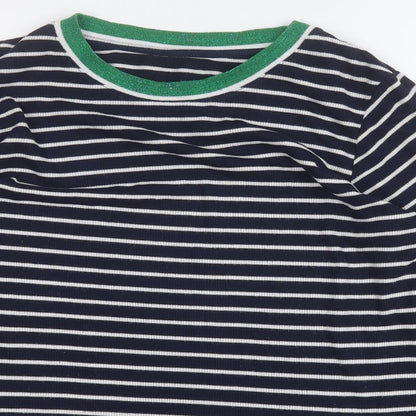 George Womens Blue Round Neck Striped Polyester Pullover Jumper Size 12