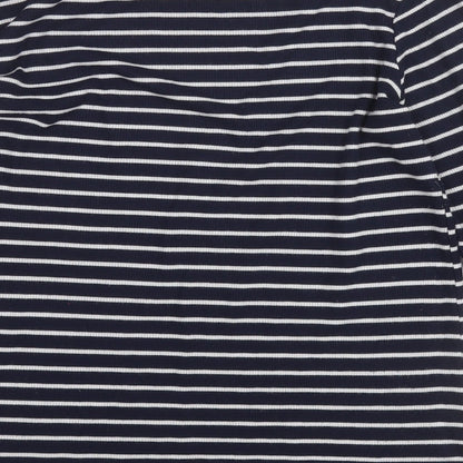 George Womens Blue Round Neck Striped Polyester Pullover Jumper Size 12