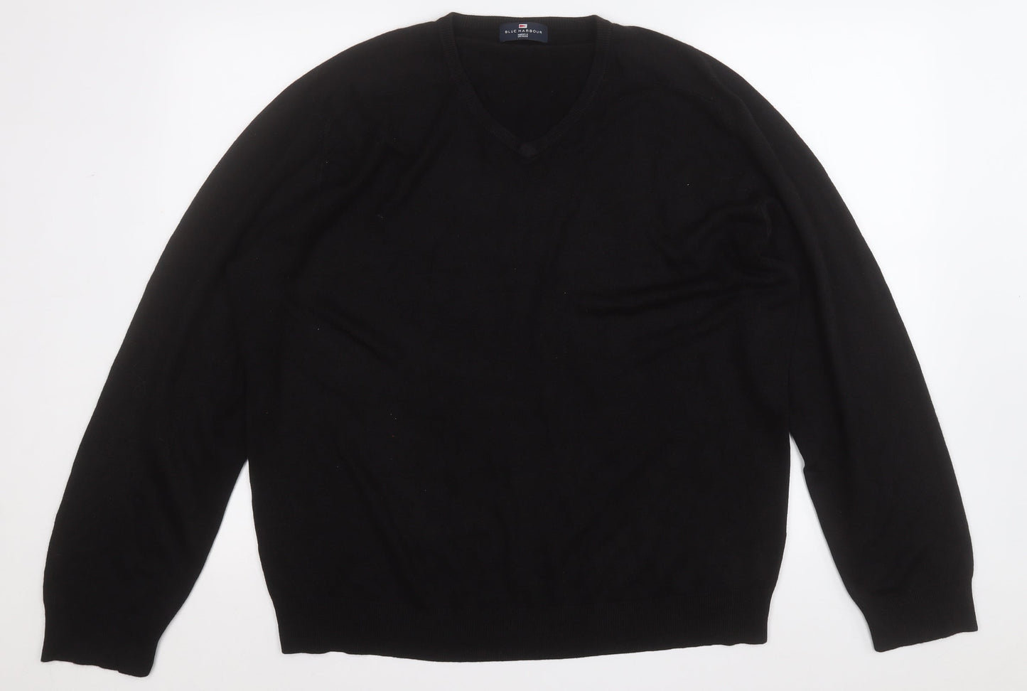 Blue Harbour Mens Black Round Neck  Acrylic Pullover Jumper Size 2XL