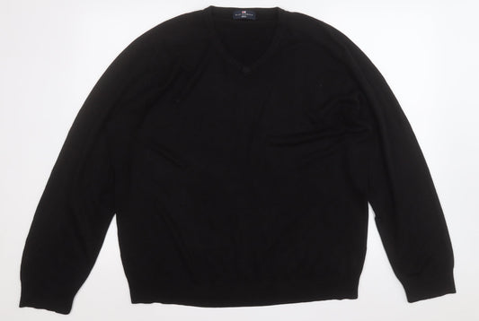 Blue Harbour Mens Black Round Neck  Acrylic Pullover Jumper Size 2XL