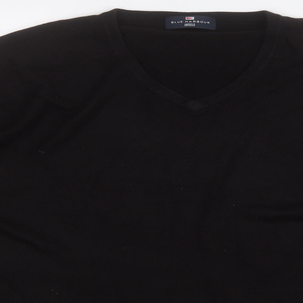 Blue Harbour Mens Black Round Neck  Acrylic Pullover Jumper Size 2XL