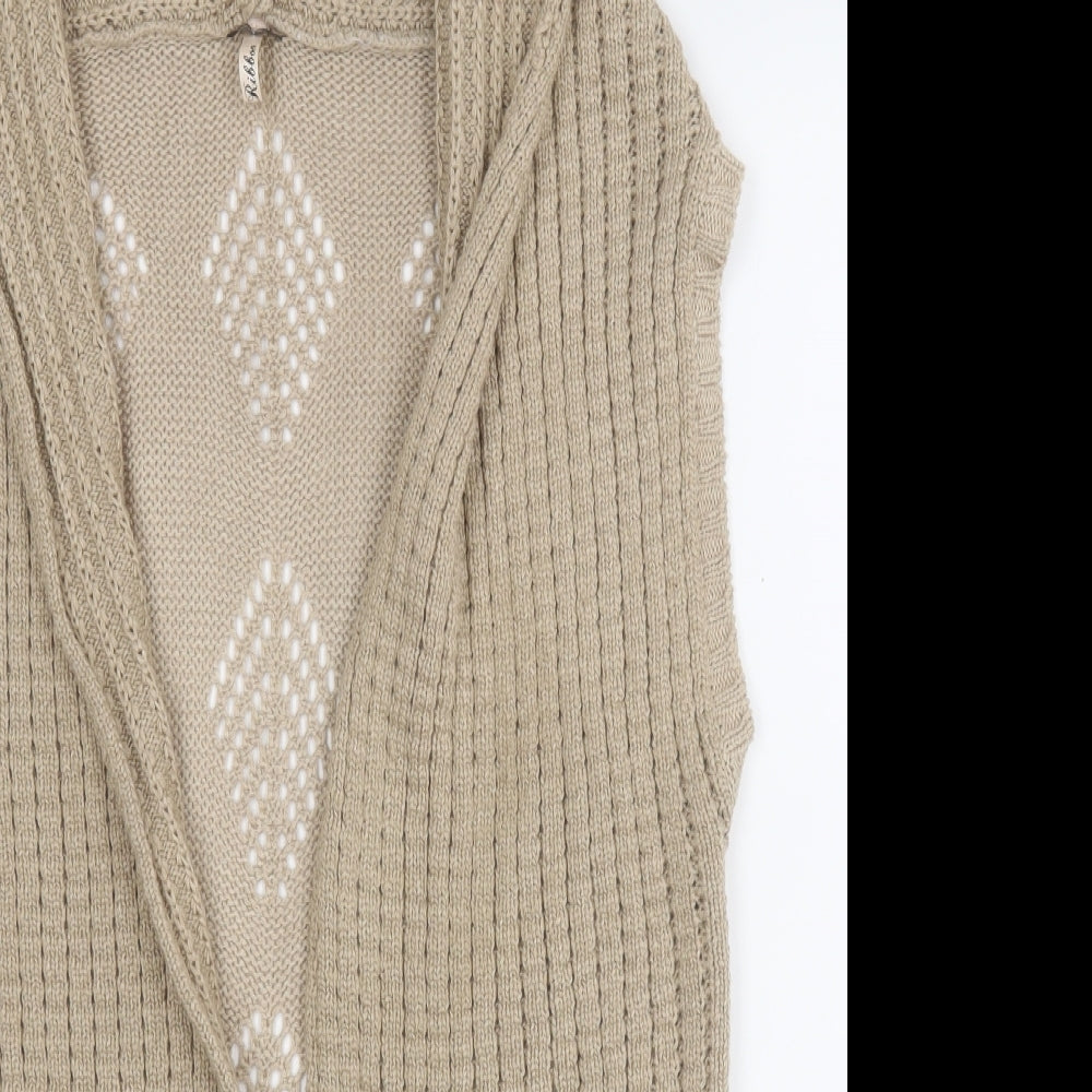 Womens UK Size 12 Ribbon Brown Cape Jumper