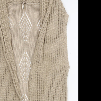 Womens UK Size 12 Ribbon Brown Cape Jumper