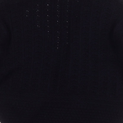 TU Womens Blue V-Neck Geometric Acrylic Cardigan Jumper Size 12