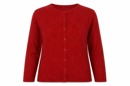 Bonmarché Womens Red Round Neck Geometric Acrylic Pullover Jumper Size M