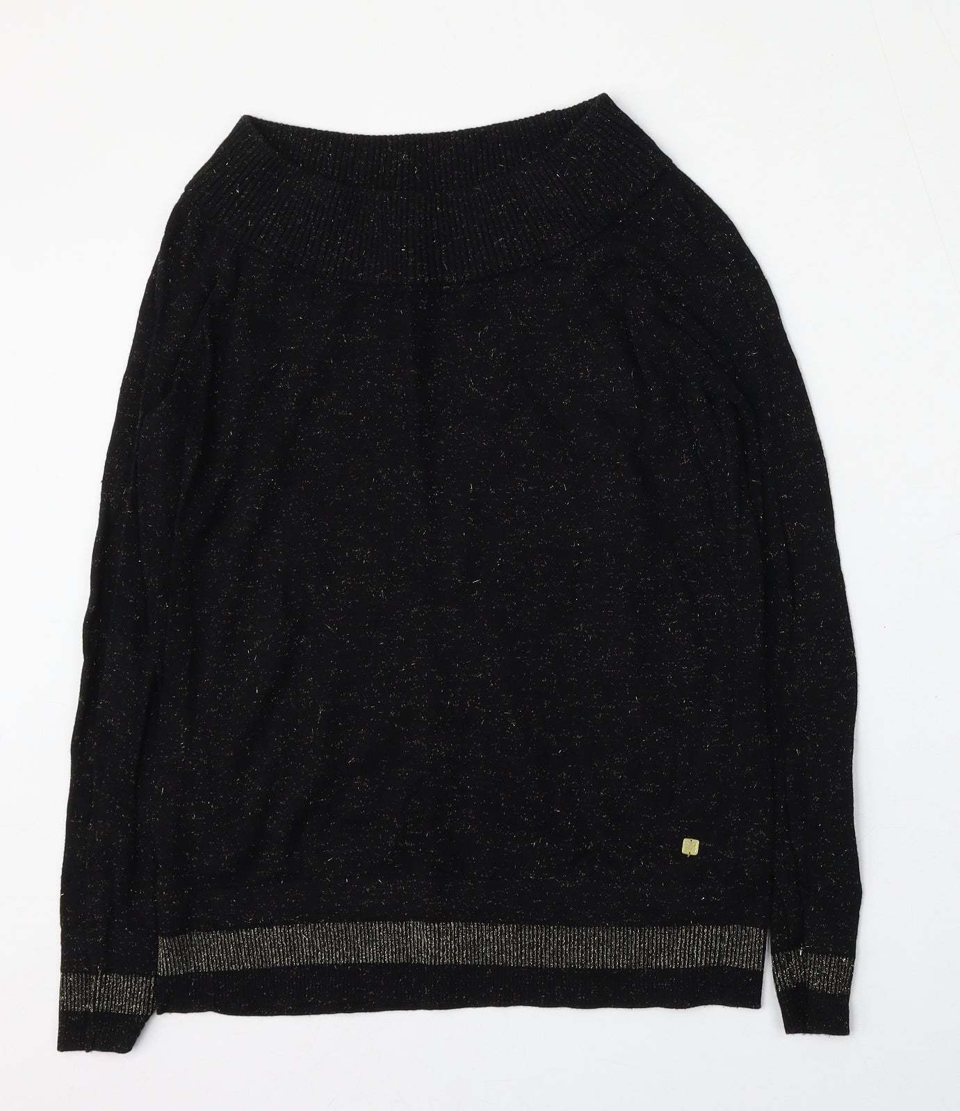 Bira Womens Black Mock Neck  Nylon Pullover Jumper Size 12