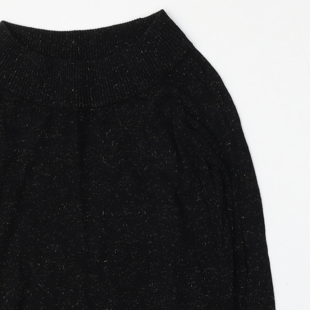Bira Womens Black Mock Neck  Nylon Pullover Jumper Size 12