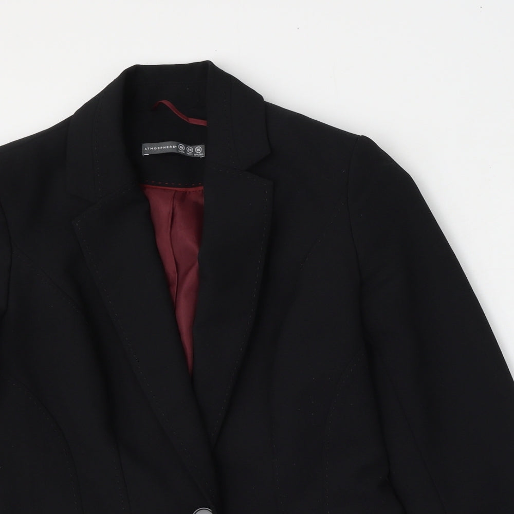 Atmosphere Womens Black  Polyester Jacket Blazer Size 10