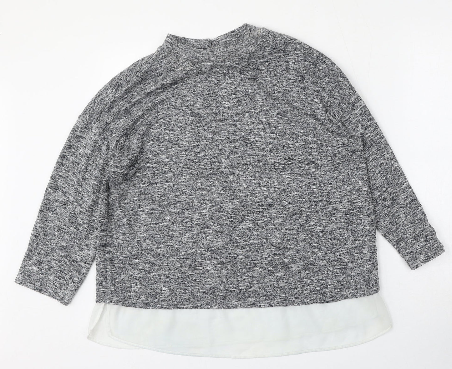 F&F Womens Grey Round Neck  Polyester Pullover Jumper Size 16