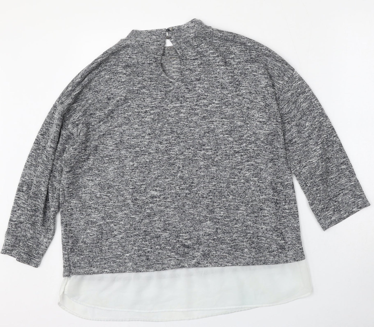 F&F Womens Grey Round Neck  Polyester Pullover Jumper Size 16