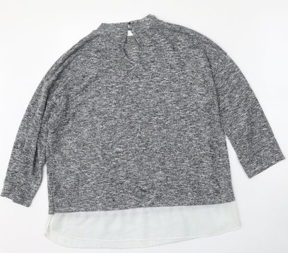 F&F Womens Grey Round Neck  Polyester Pullover Jumper Size 16