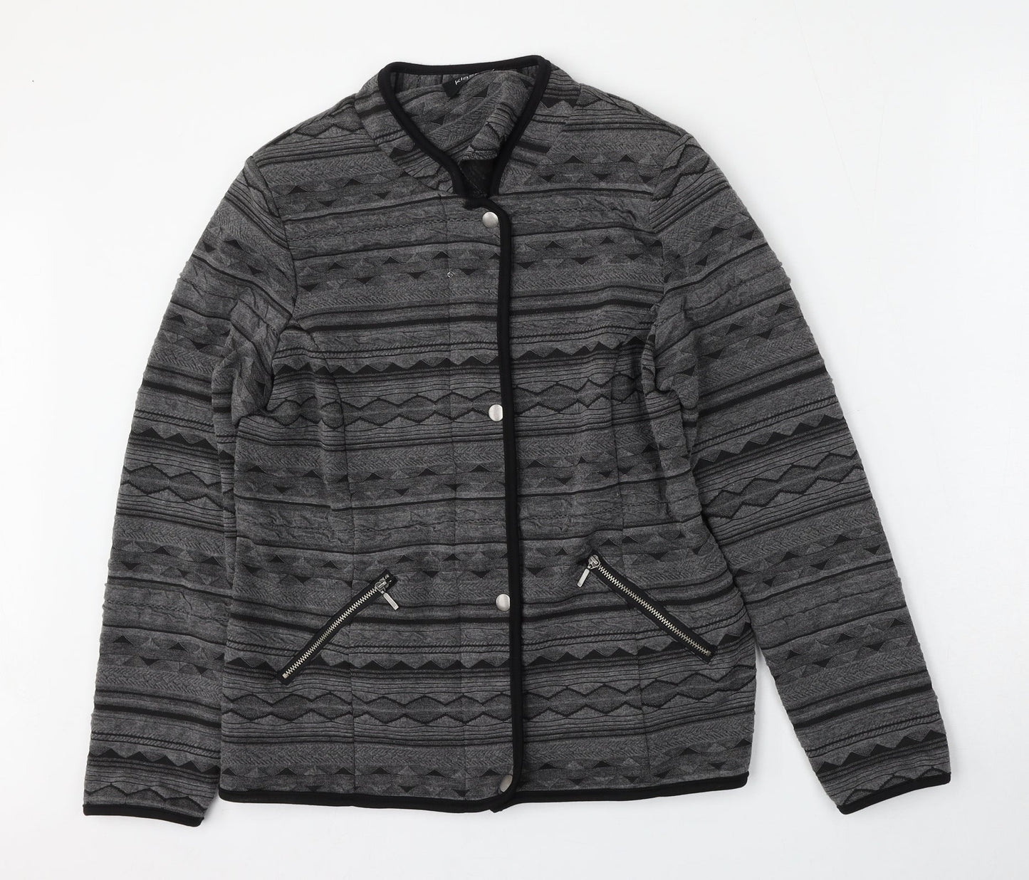 Klaas Womens Grey Geometric  Jacket  Size 10  Zip