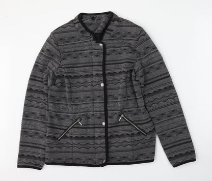 Klaas Womens Grey Geometric  Jacket  Size 10  Zip