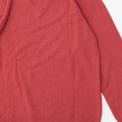 Marks and Spencer Mens Red V-Neck  Acrylic Pullover Jumper Size S