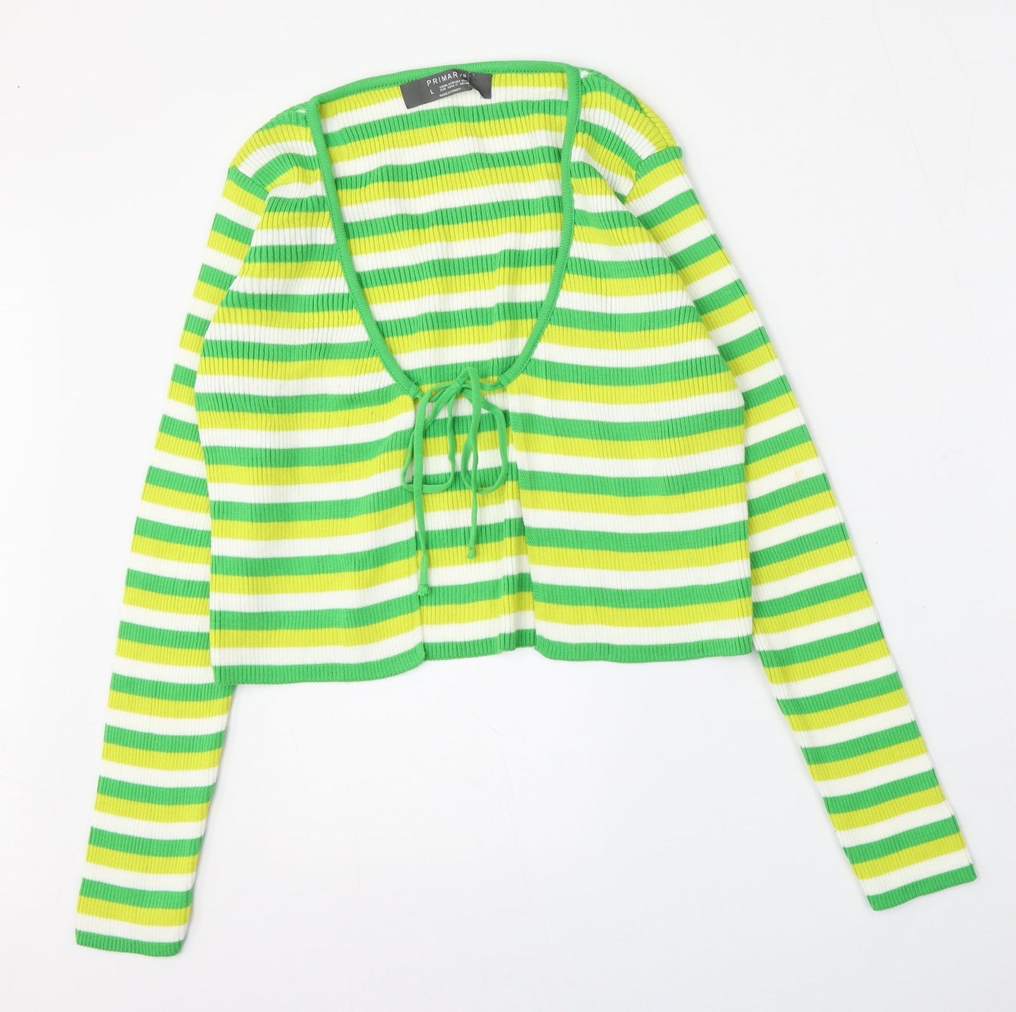 Primark Womens Multicoloured Round Neck Striped Acrylic Pullover Jumper Size 14