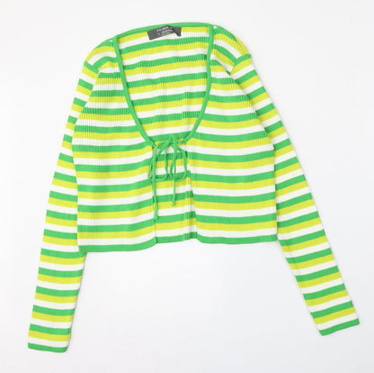 Primark Womens Multicoloured Round Neck Striped Acrylic Pullover Jumper Size 14