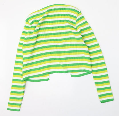 Primark Womens Multicoloured Round Neck Striped Acrylic Pullover Jumper Size 14