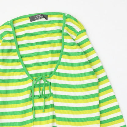 Primark Womens Multicoloured Round Neck Striped Acrylic Pullover Jumper Size 14