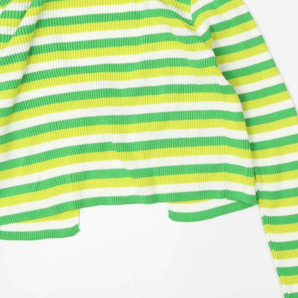Primark Womens Multicoloured Round Neck Striped Acrylic Pullover Jumper Size 14