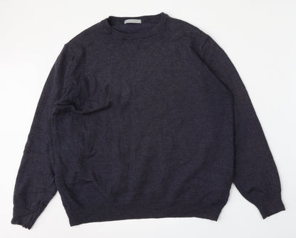 Preworn Mens Blue Round Neck  Polyester Pullover Jumper Size L