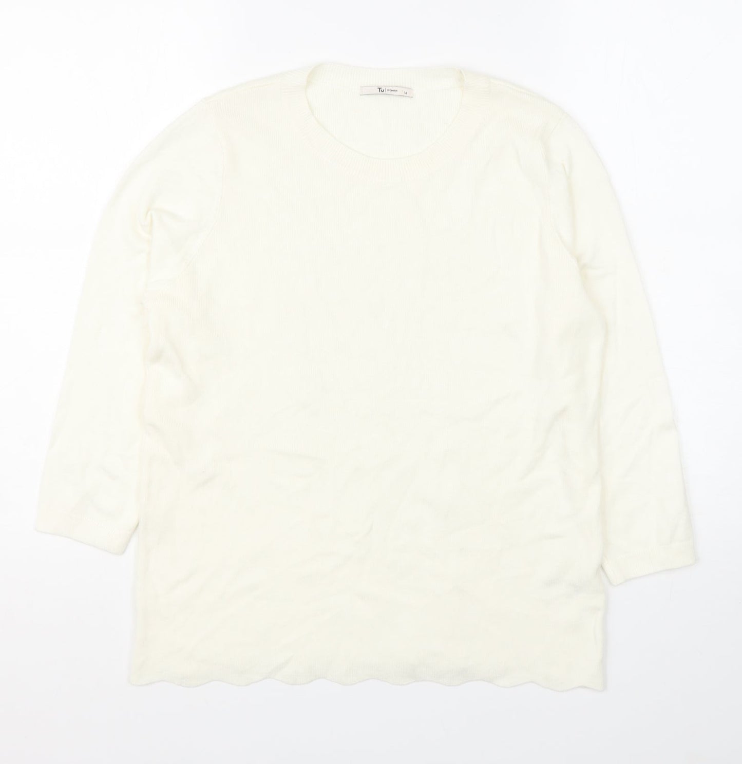 TU Womens Ivory Roll Neck  Viscose Pullover Jumper Size 14