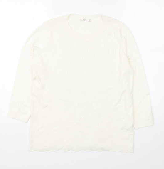 TU Womens Ivory Roll Neck  Viscose Pullover Jumper Size 14