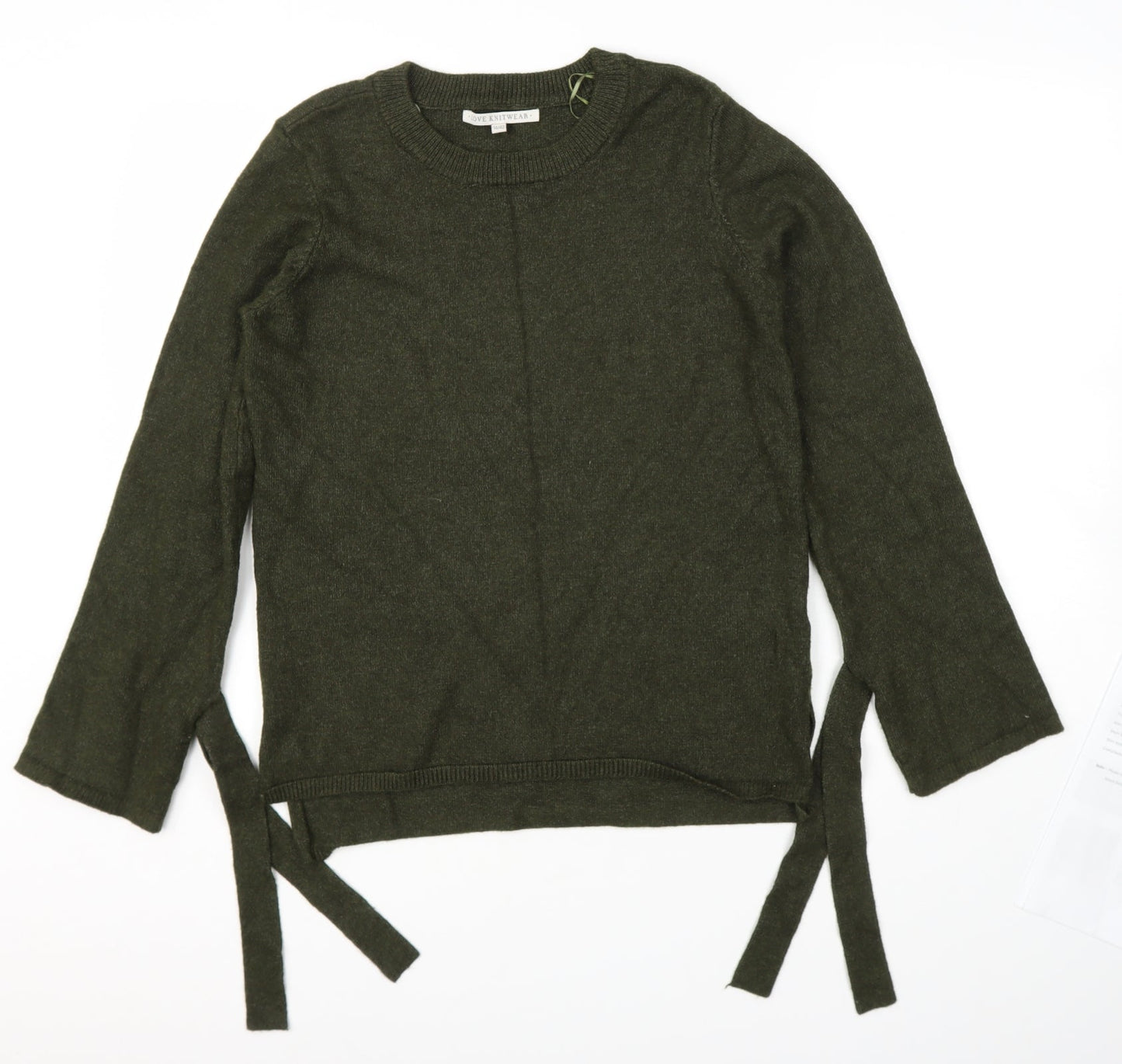 love knitwear Womens Green Round Neck  Viscose Pullover Jumper Size 14