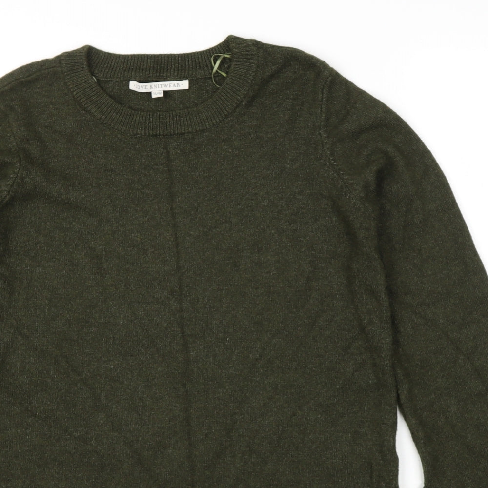 love knitwear Womens Green Round Neck  Viscose Pullover Jumper Size 14