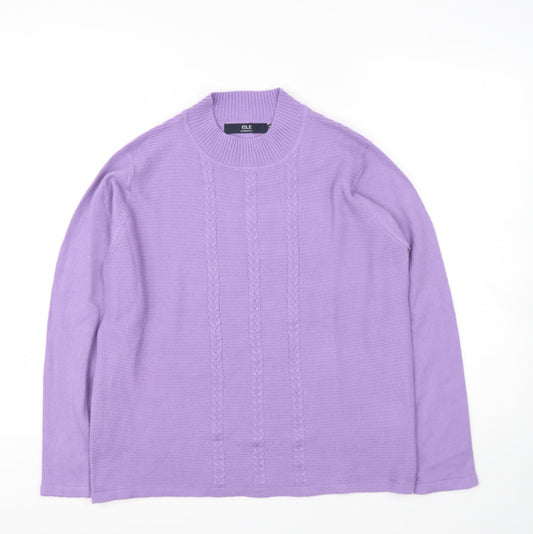 ISLE Essentials Womens Purple Round Neck  Acrylic Pullover Jumper Size 14