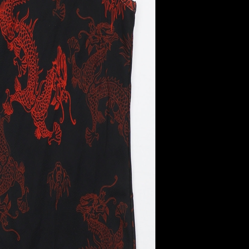 SheIn Girls Black  Polyester Tank Dress  Size 9 Years  Square Neck Pullover - Red Dragons