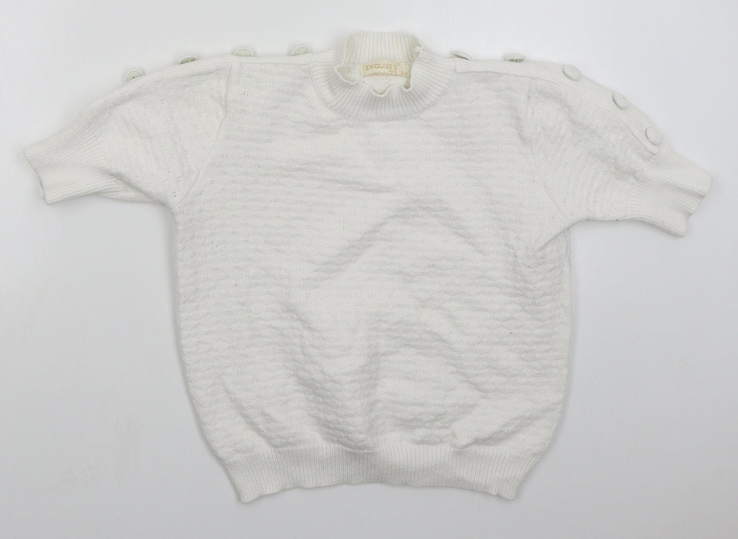 Exquiss's Womens White Mock Neck  Viscose Pullover Jumper Size S
