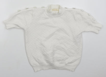 Exquiss's Womens White Mock Neck  Viscose Pullover Jumper Size S