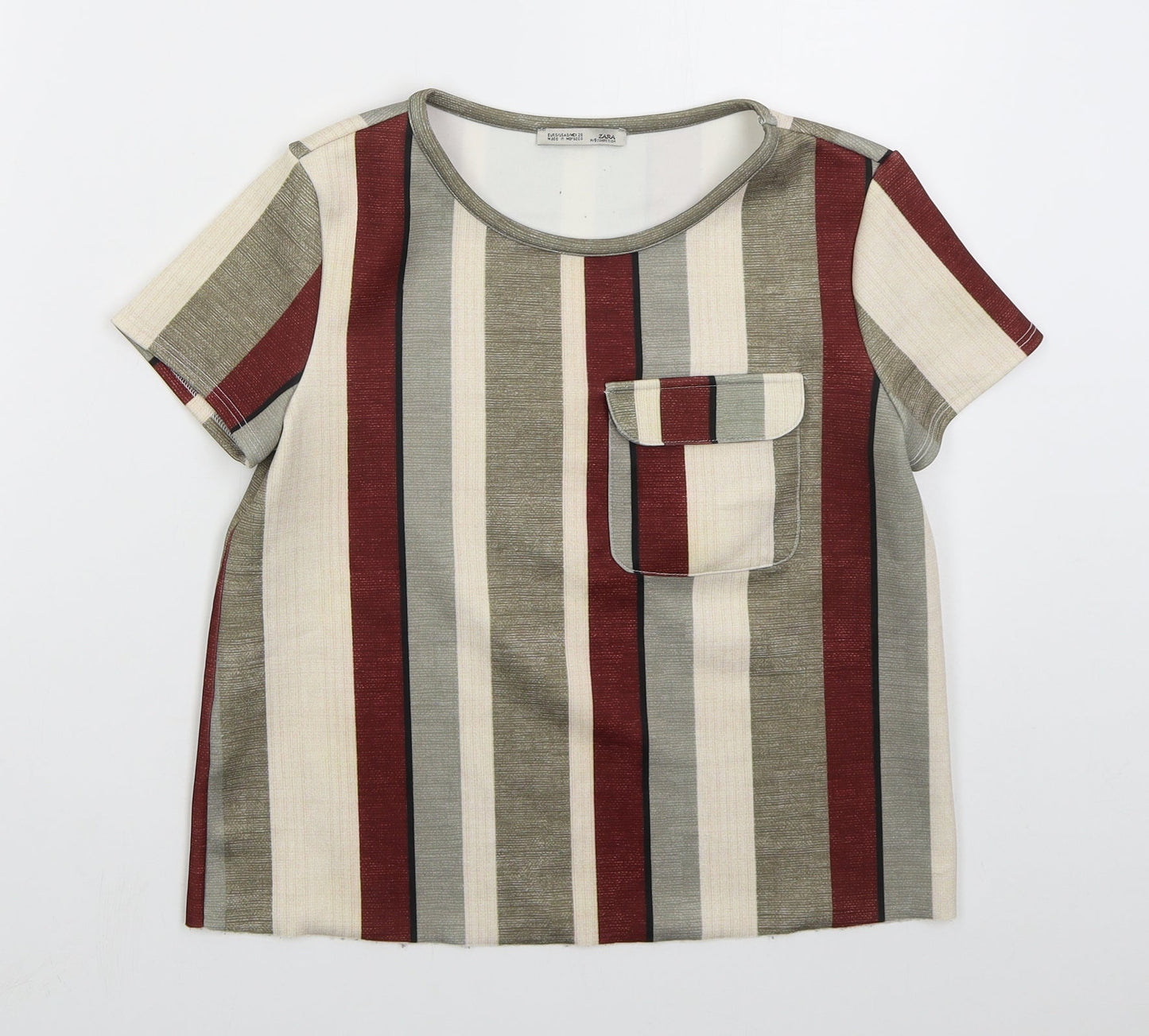Womens UK Size S Zara Grey Basic T-Shirt