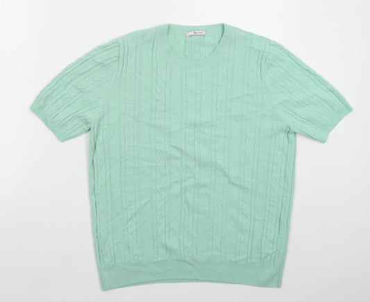 TU Womens Green Crew Neck  Acrylic Pullover Jumper Size 14