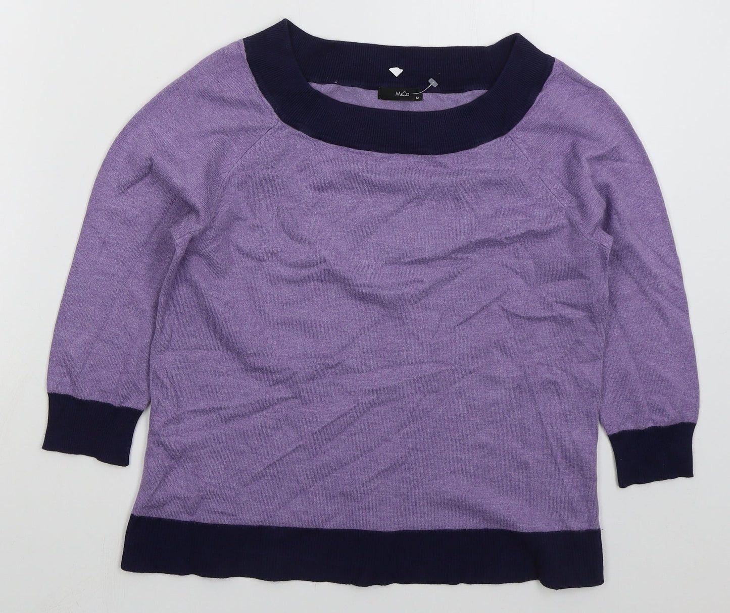 Womens UK Size 12 M&Co Purple Pullover Jumper