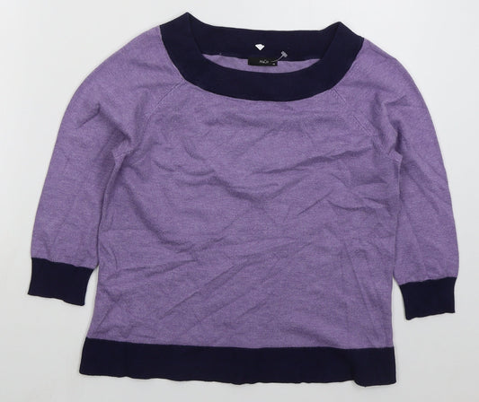 Womens UK Size 12 M&Co Purple Pullover Jumper