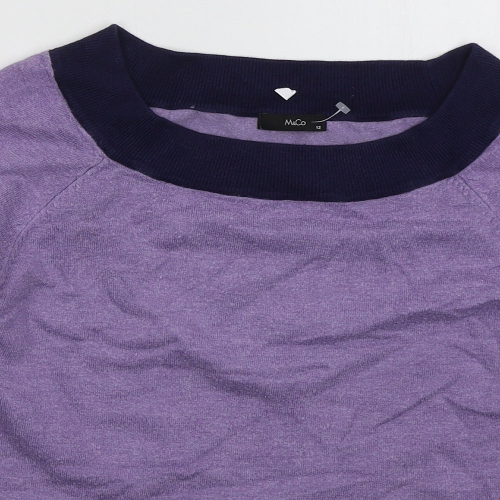Womens UK Size 12 M&Co Purple Pullover Jumper